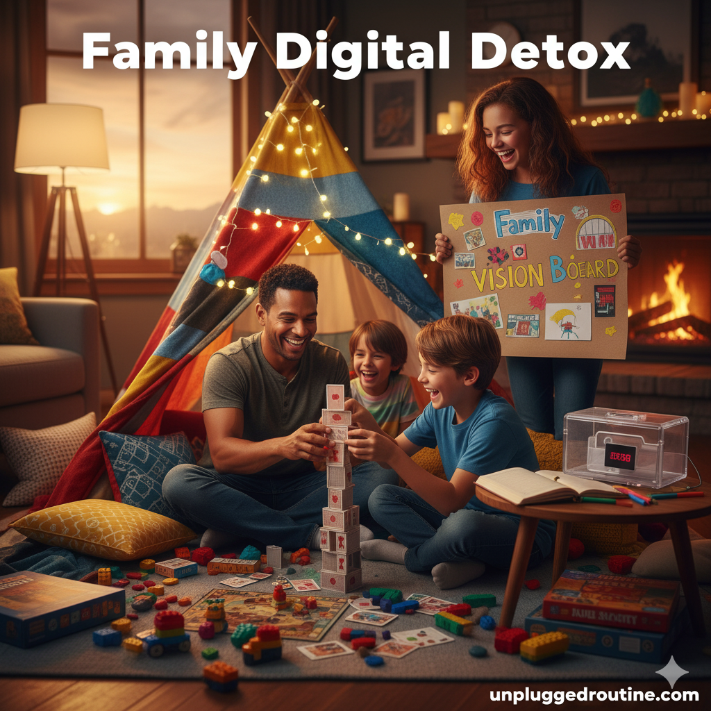 Cozy, analog setting with books and an armchair for a successful Family Digital Detox.