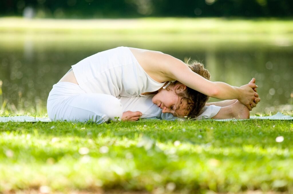 Blog Person meditating outdoors to recover from digital overload" "Peaceful morning routine without screen time" "Focused single-tasking in a distraction-free workspace