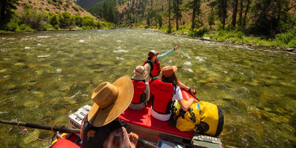 Blog Family paddling together on calm water as part of a weekend unplugging challenge focused on connection and screen-free bonding.