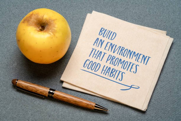 Blog "A well-organized workspace with a tidy desk, potted plants, and motivational quotes on the wall, illustrating an environment that promotes Sustainable habits and productivity."