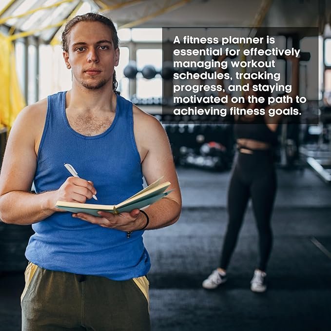 Using a fitness planner to figure out how to build a home fitness schedule that works, with sections for goals, weekly schedules, and progress tracking.
