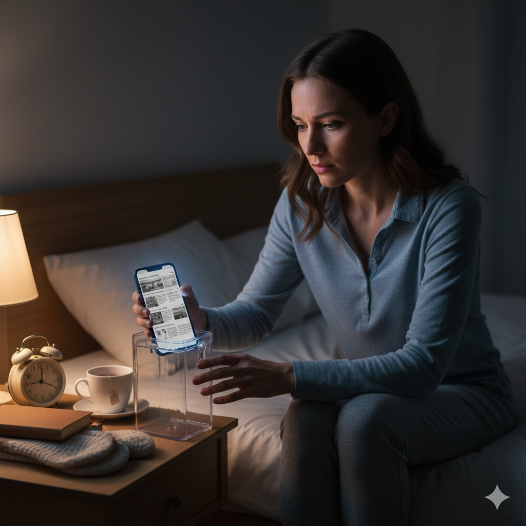 How to Stop Doomscrolling: 5 Science-Backed Steps to Break the Cycle "An inviting scene illustrating how to stop doomscrolling: a wooden desk is filled with calming, screen-free activities like painting, reading, and drinking tea instead of scrolling on a phone."