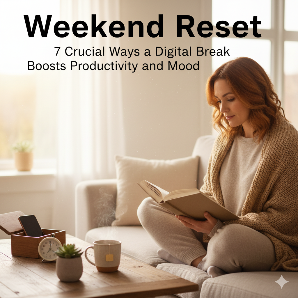 7 Crucial Ways a Weekend Reset: Taking a Digital Break Boosts Productivity and Mood Peaceful analog activities like puzzling and reading used for a relaxing Weekend Reset and mood boost.