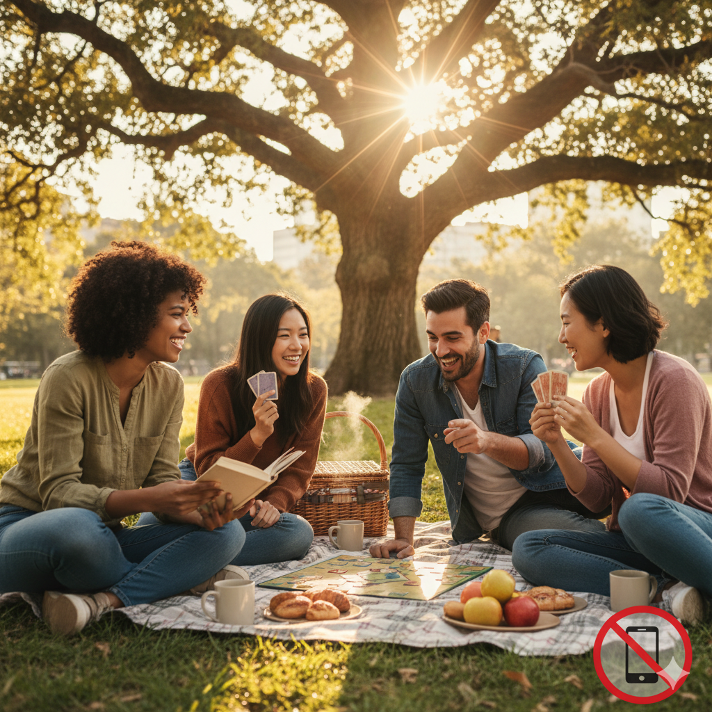 Why Your Brain Needs a Digital Break Every Weekend: 5 Powerful Reasons to Unplug! Feature image for an article about taking a digital break every weekend, visually showing the 7 benefits of an unplugging routine like improved sleep, mental clarity, and family connection.