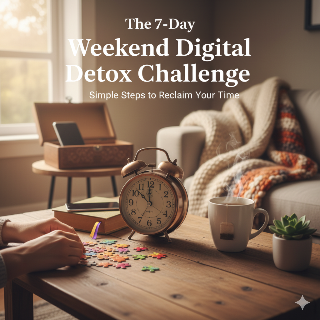 The 7-Day Weekend Digital Detox Challenge: Simple Steps to Reclaim Your Time Analog activities like puzzling and reading used to successfully complete a Weekend Digital Detox Challenge and reclaim time.