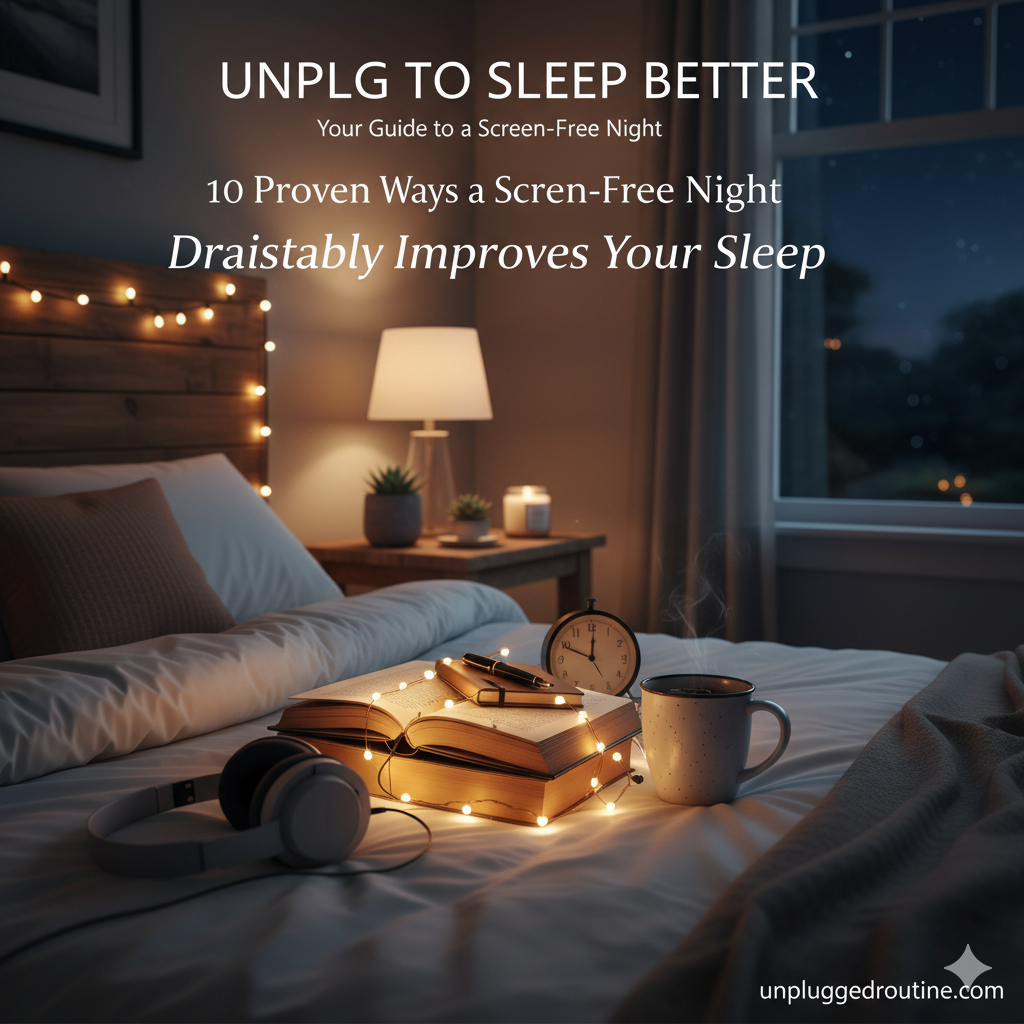 Illustrating the benefits of a screen-free night: A person unwinds by reading a paperback book instead of using a phone or computer before bed.