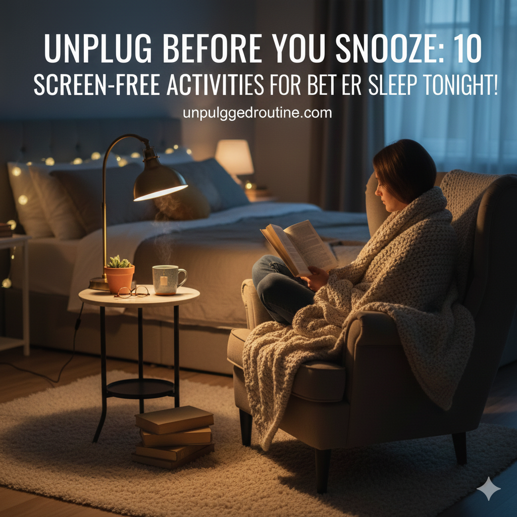 Hands engaging in knitting or a simple craft, illustrating relaxing Screen-Free Activities for winding down the mind in the evening.